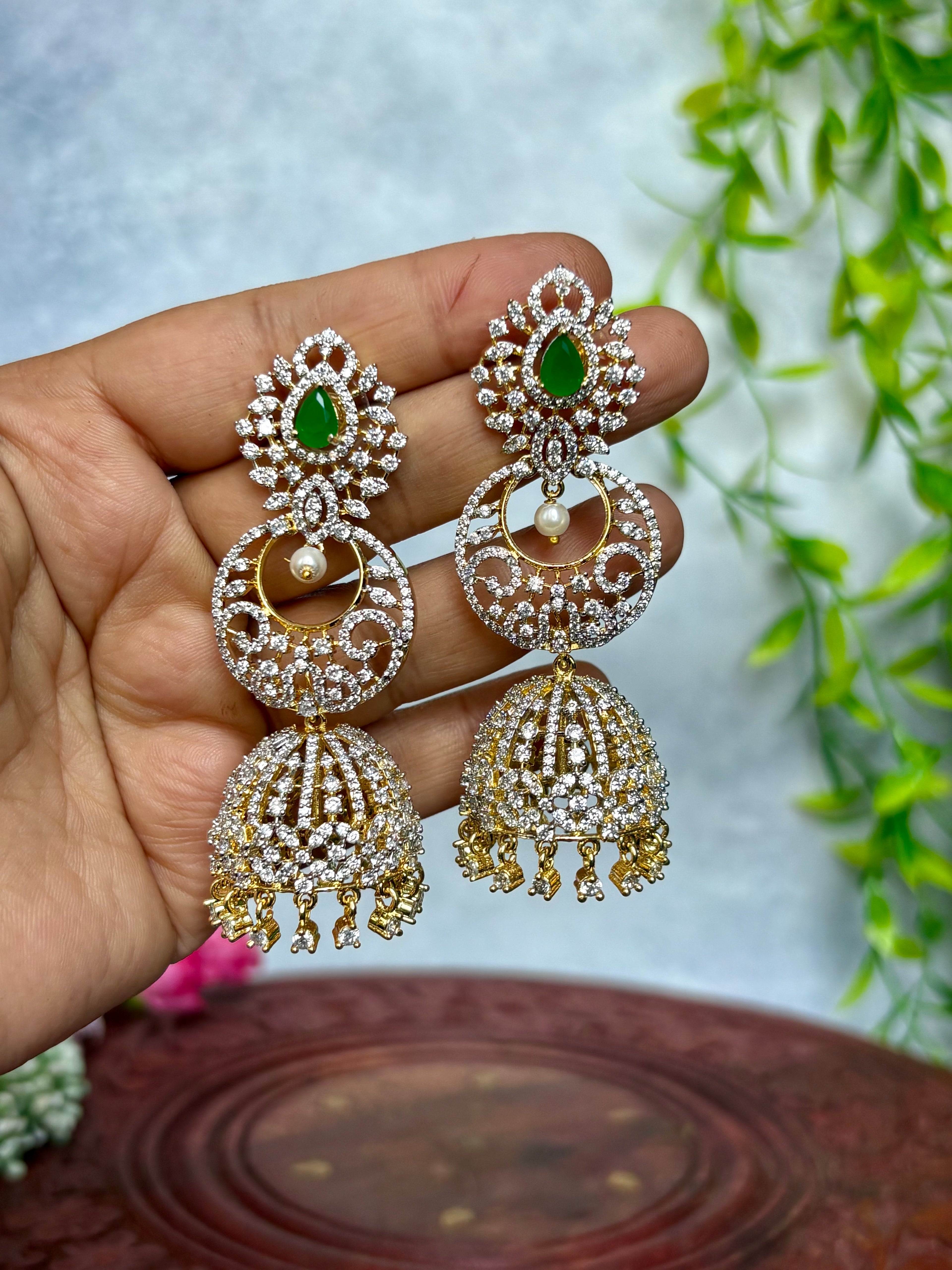 2 in 1 DIAMOND REPLICA JHUMKAS