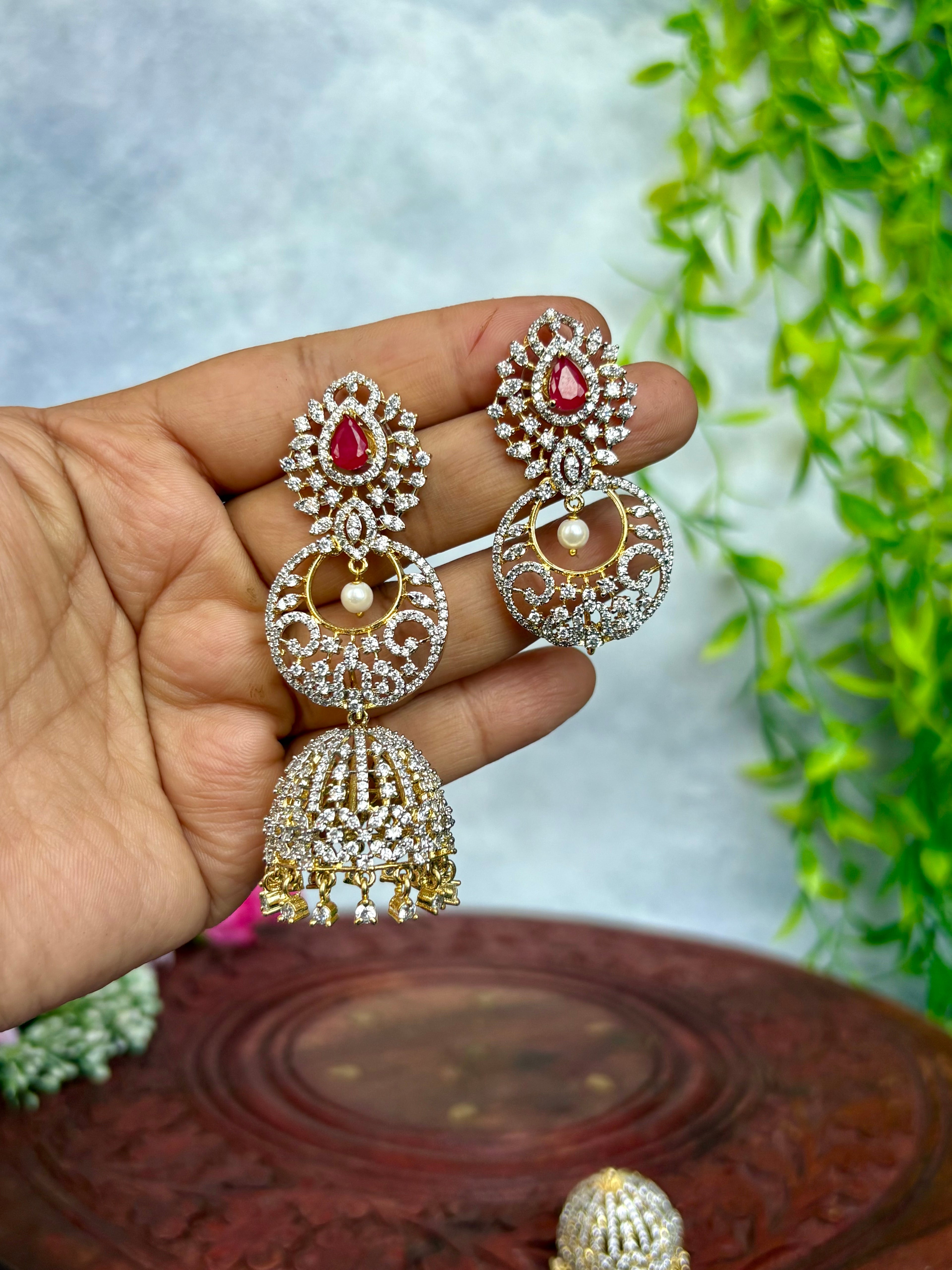 2 in 1 DIAMOND REPLICA JHUMKAS
