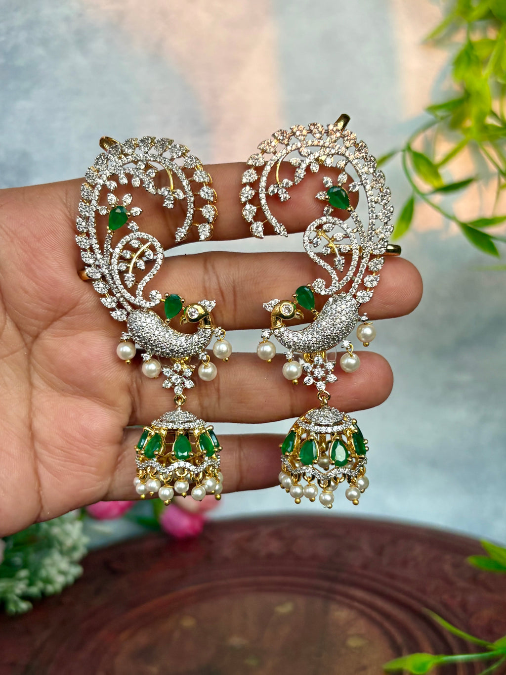 Peacock earcuffs
