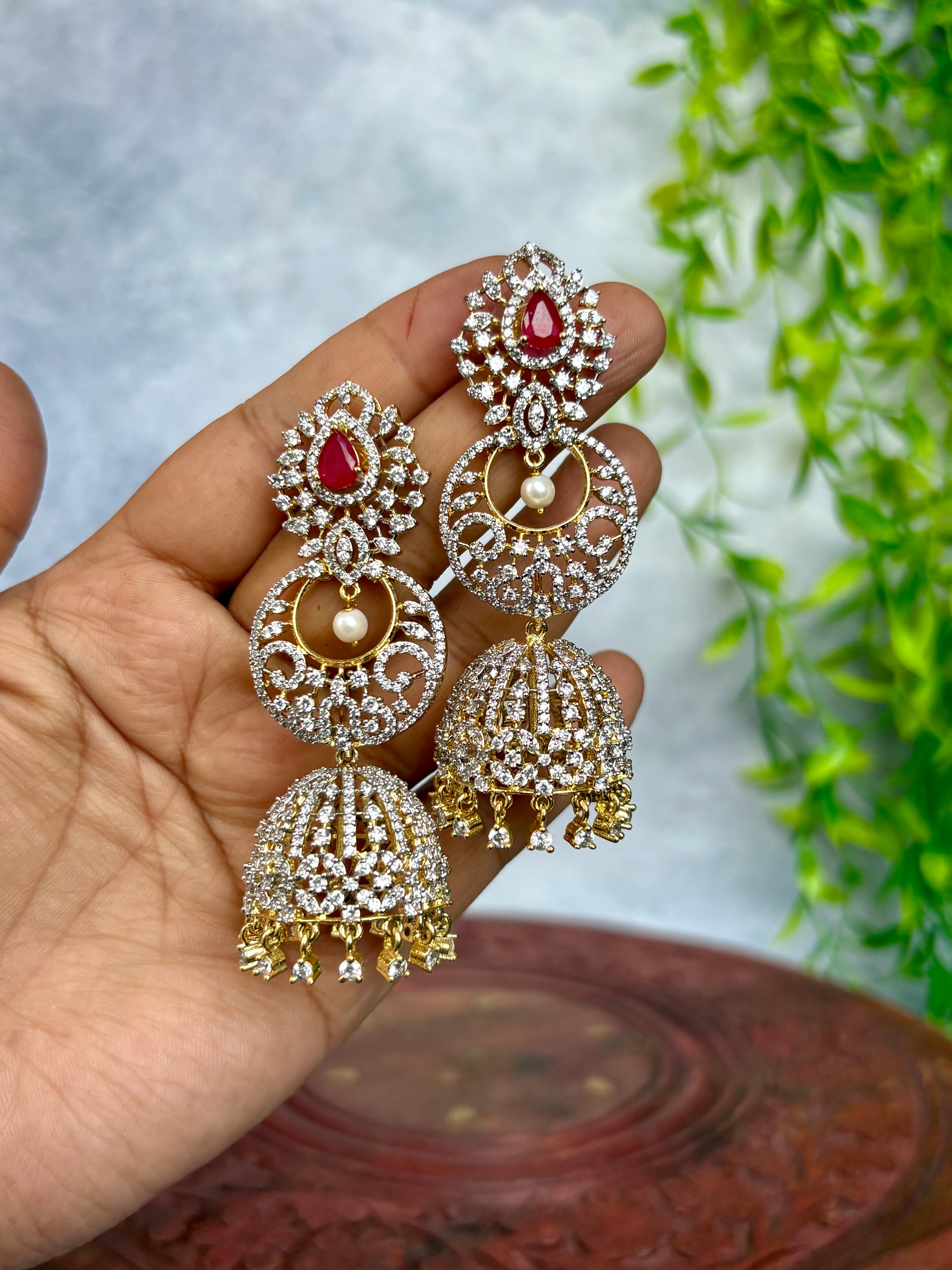 2 in 1 DIAMOND REPLICA JHUMKAS