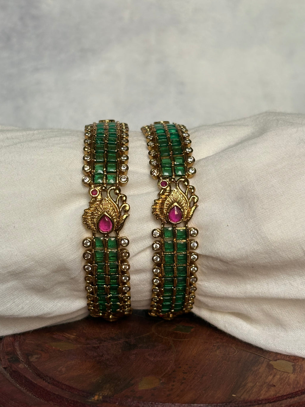 Peacock emerald bangles