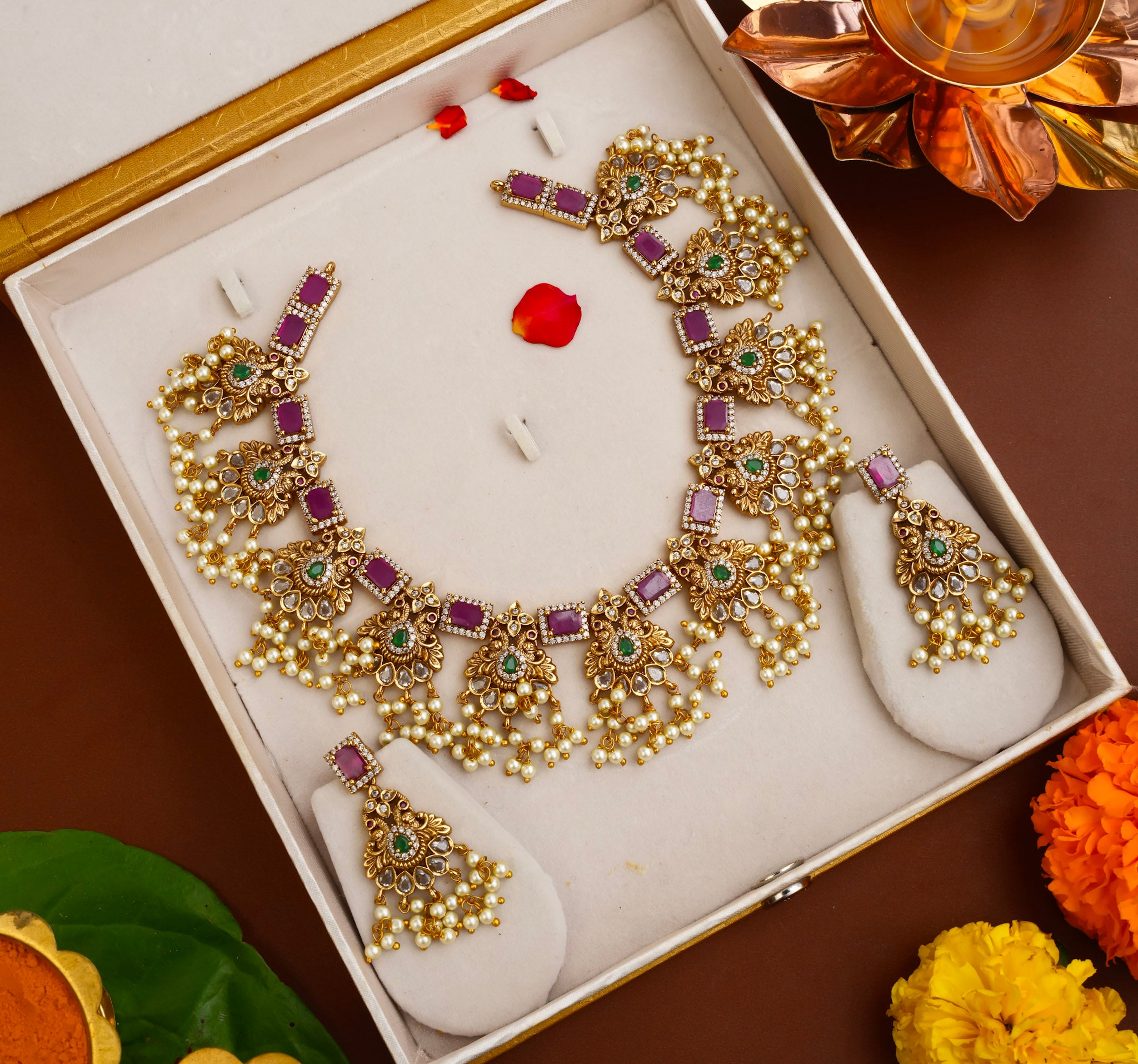 PEACOCK GUTTAPUSALU NECKPIECE