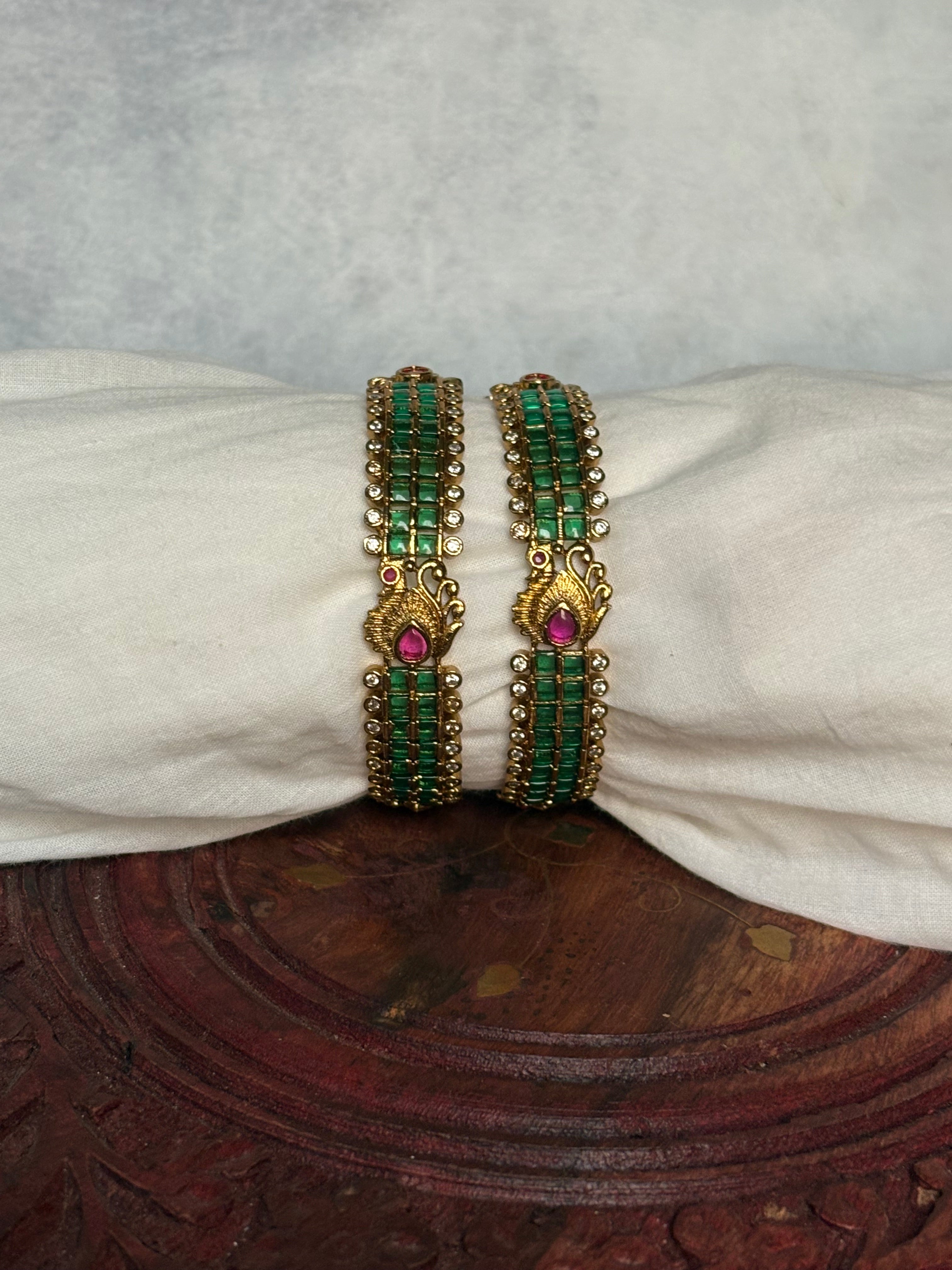 Peacock emerald bangles