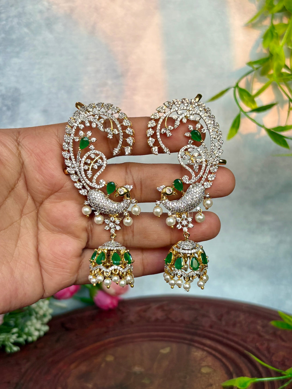 Peacock earcuffs