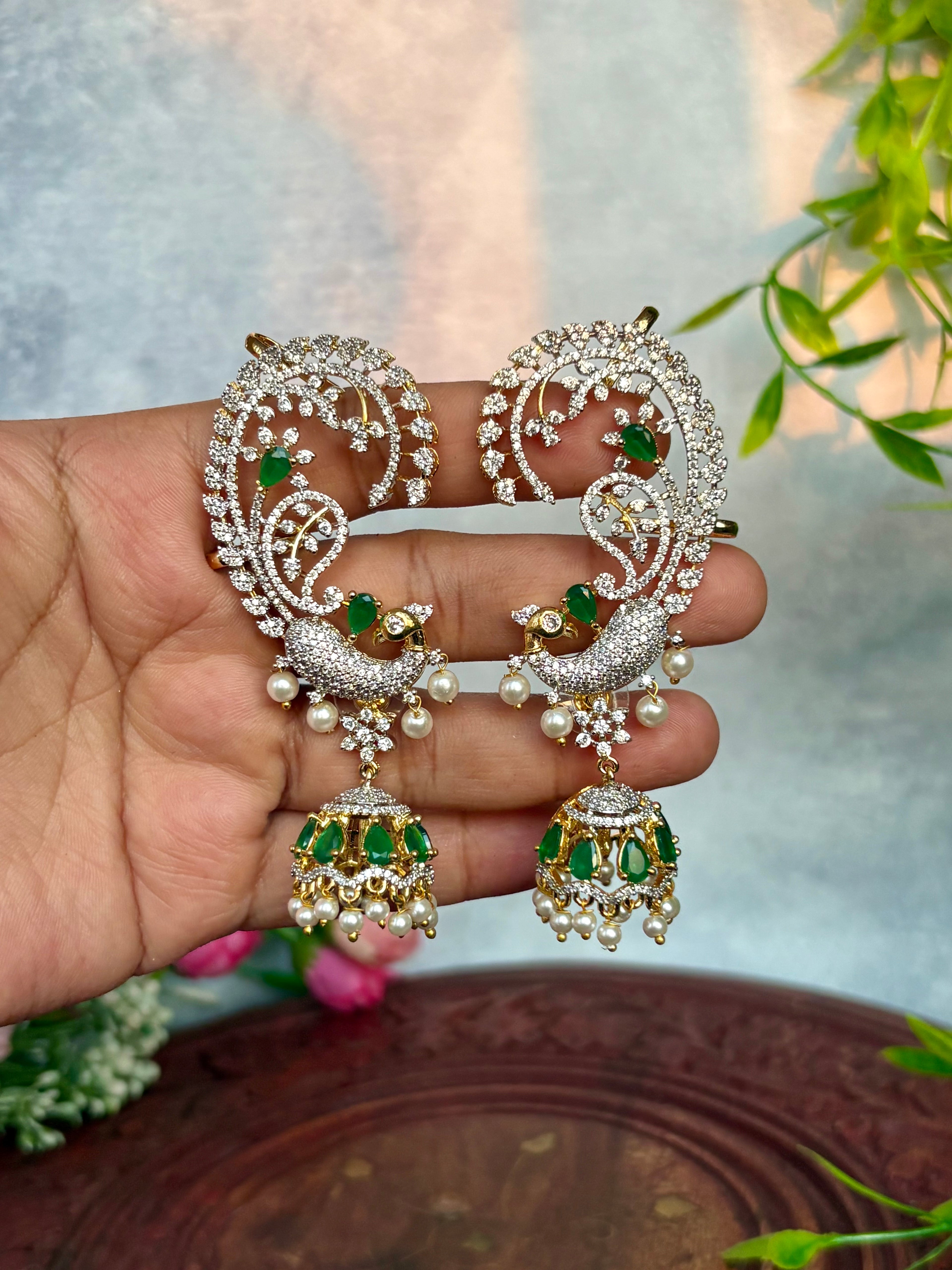 Peacock earcuffs