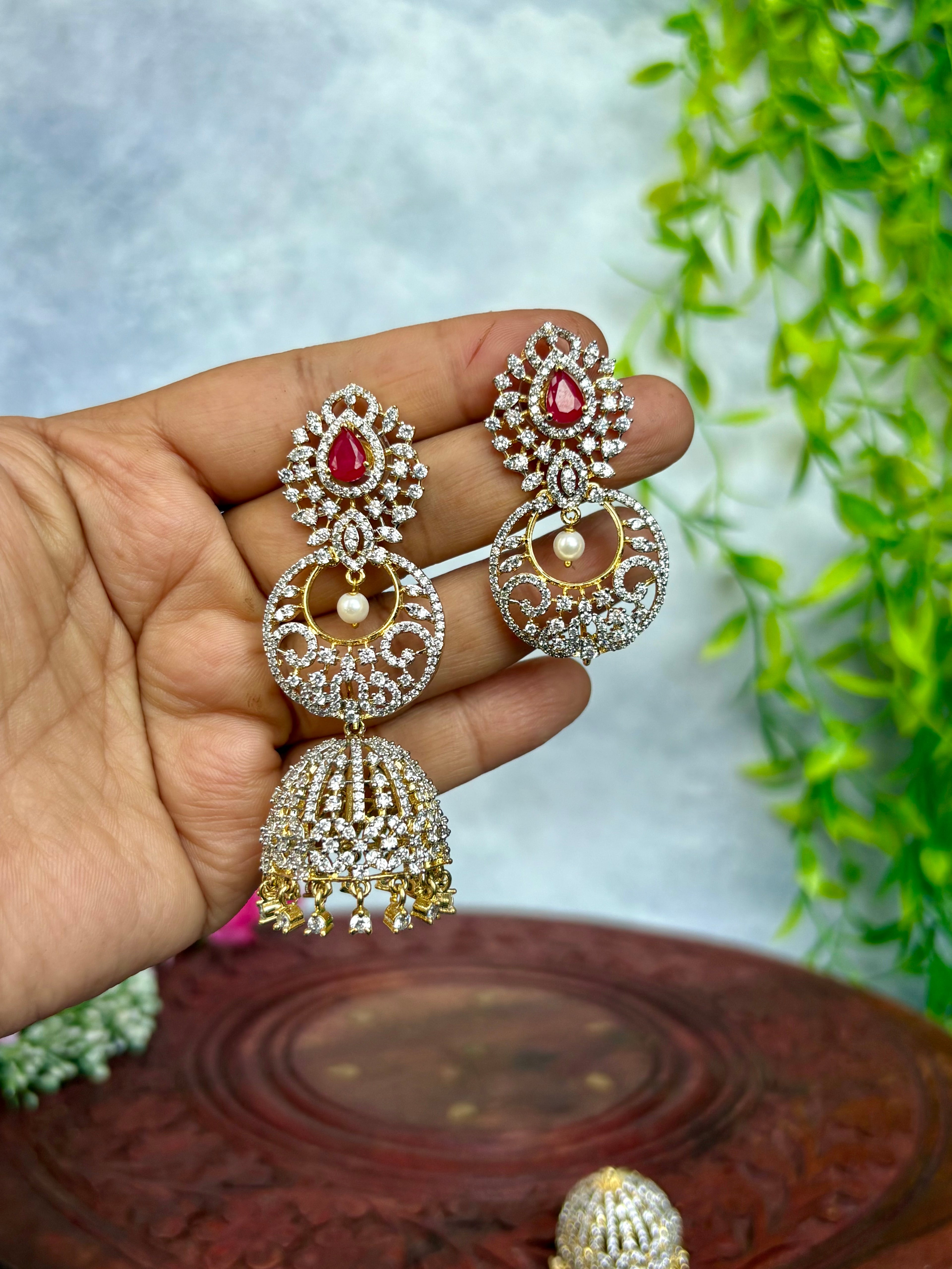 2 in 1 DIAMOND REPLICA JHUMKAS
