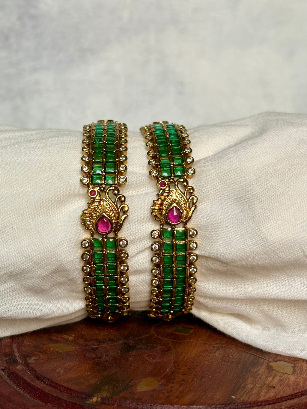 Peacock emerald bangles