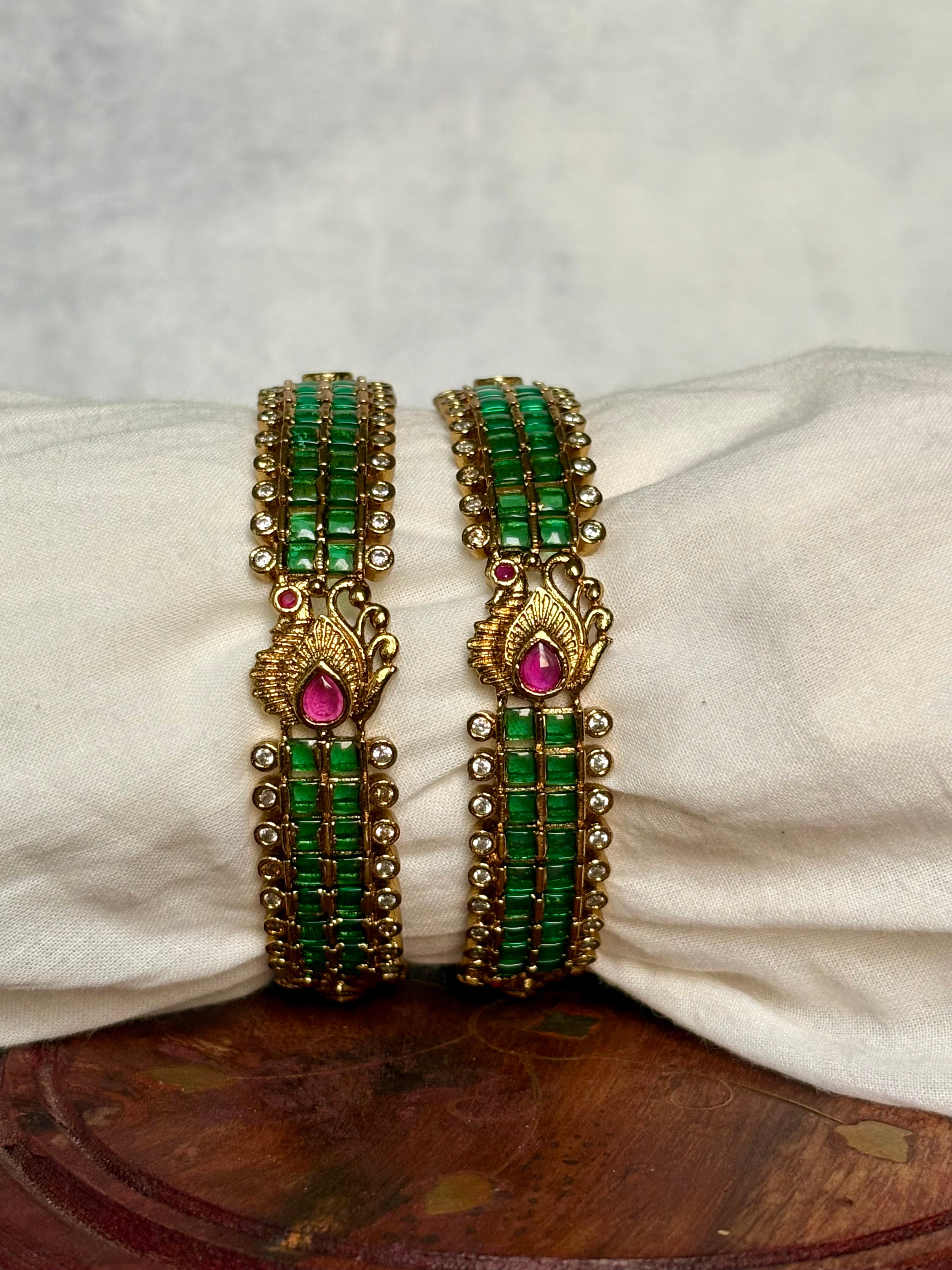 Peacock emerald bangles