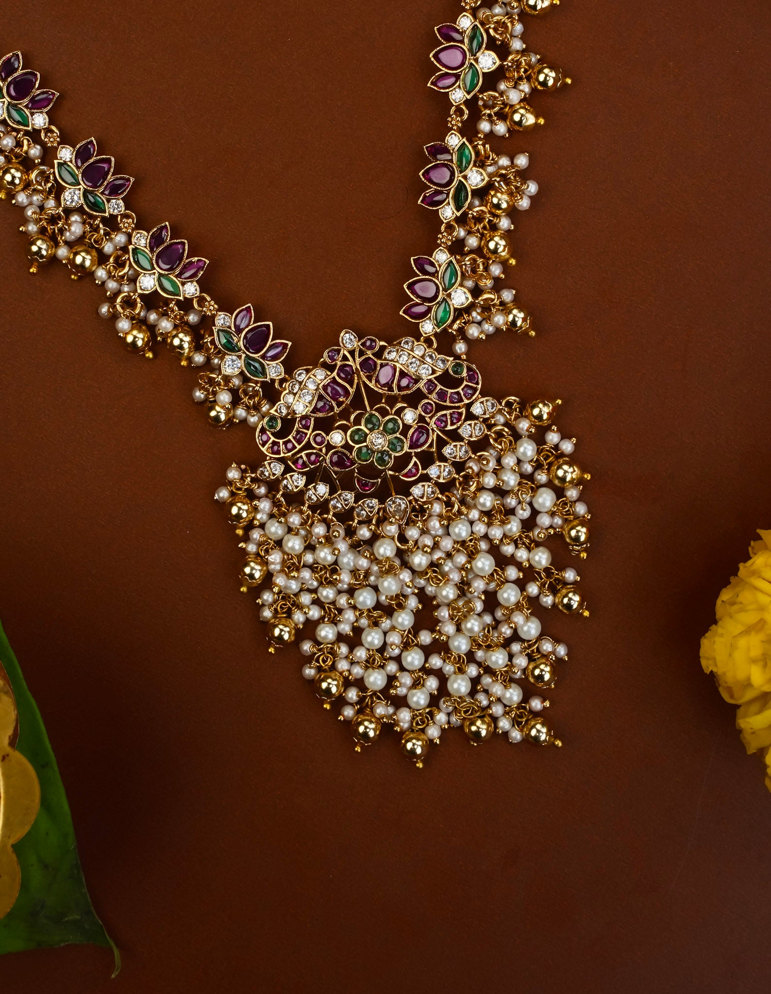LOTUS CLUSTER PEARL  NECKPIECE