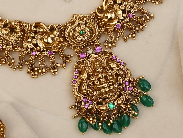 LAKSHMI EMERALD BEADS NECKPIECE