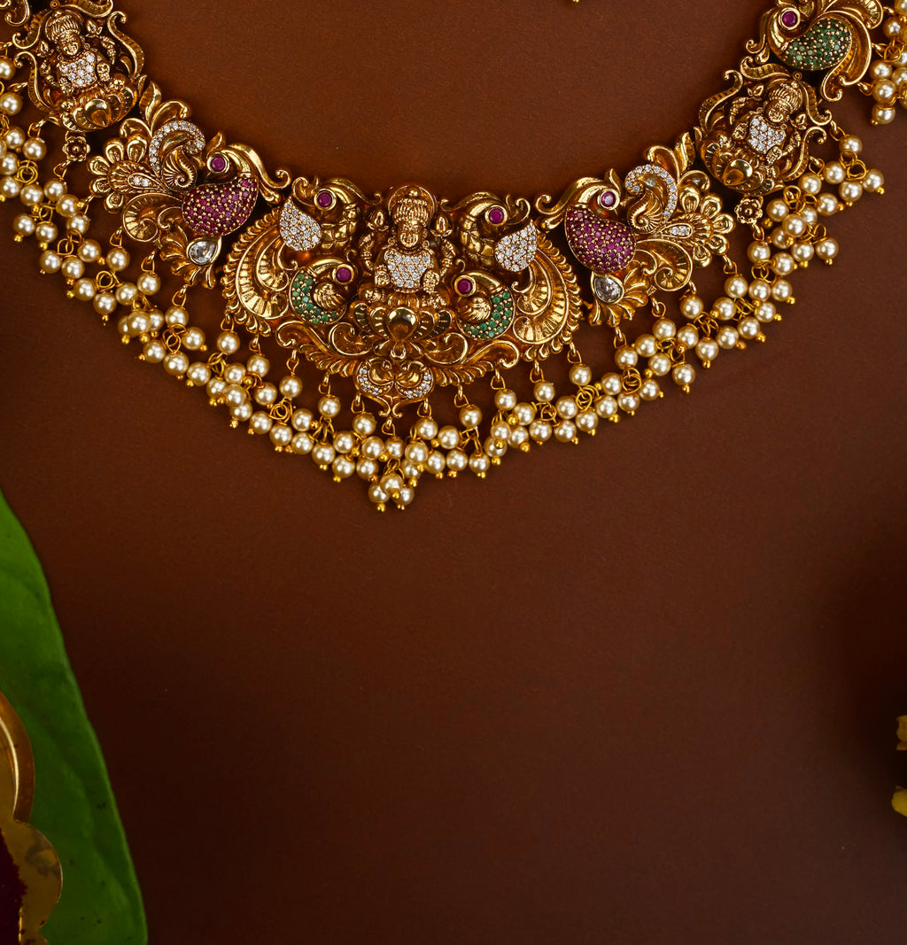 ANTIQUE LAKSHMI NECKPIECE (MULTI)
