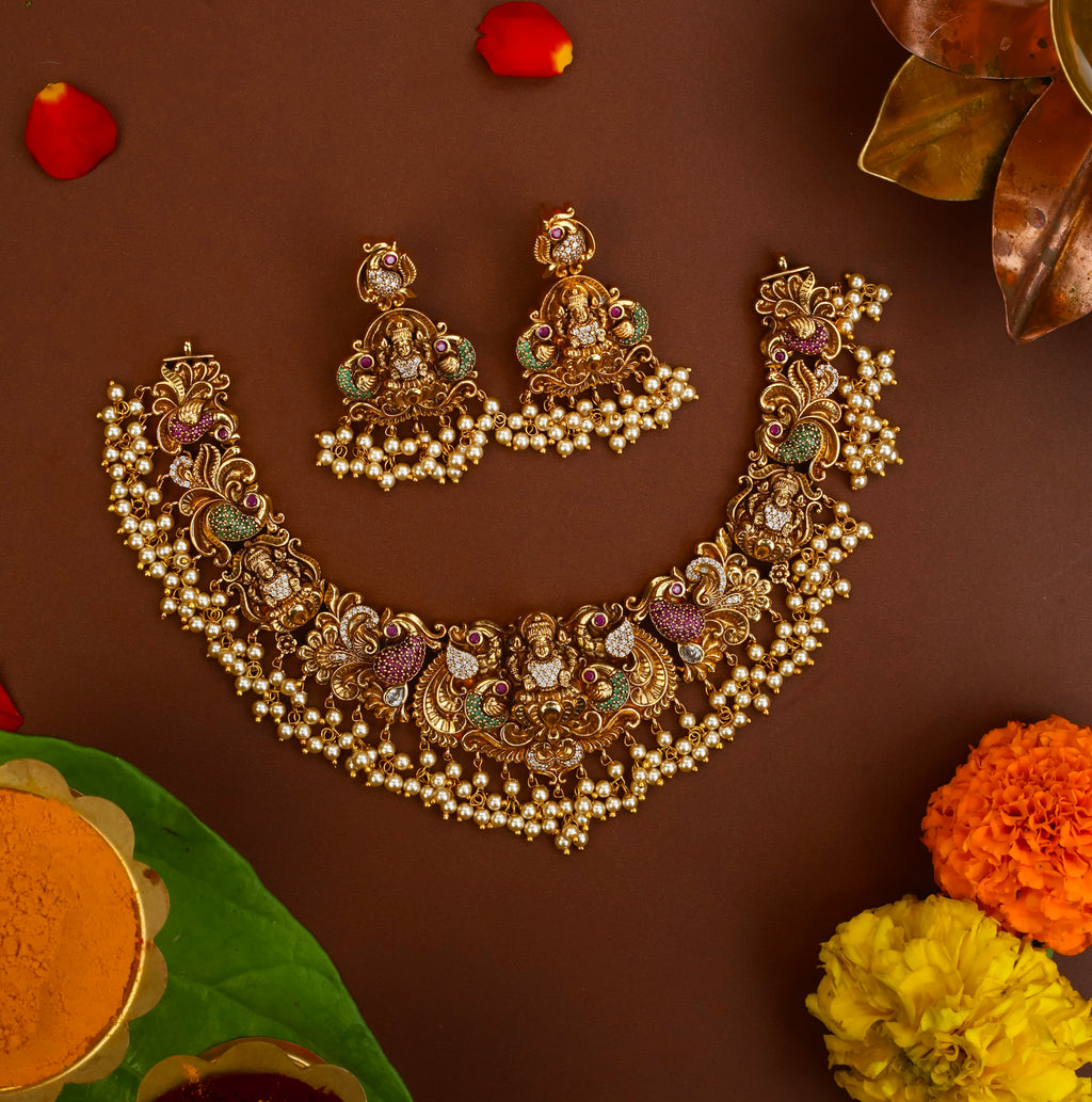 ANTIQUE LAKSHMI NECKPIECE (MULTI)