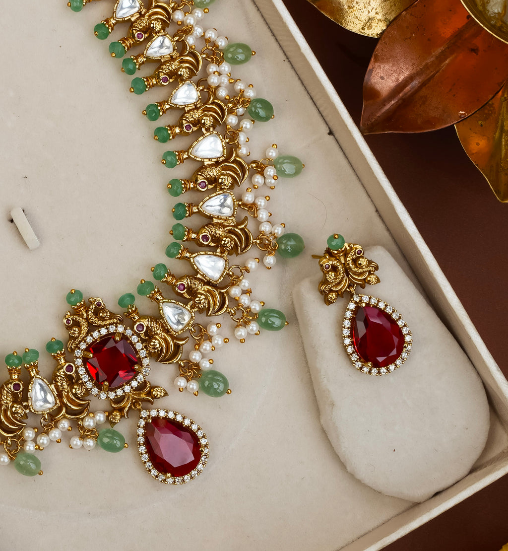 MOISSANITE PEACOCK NECKPIECE