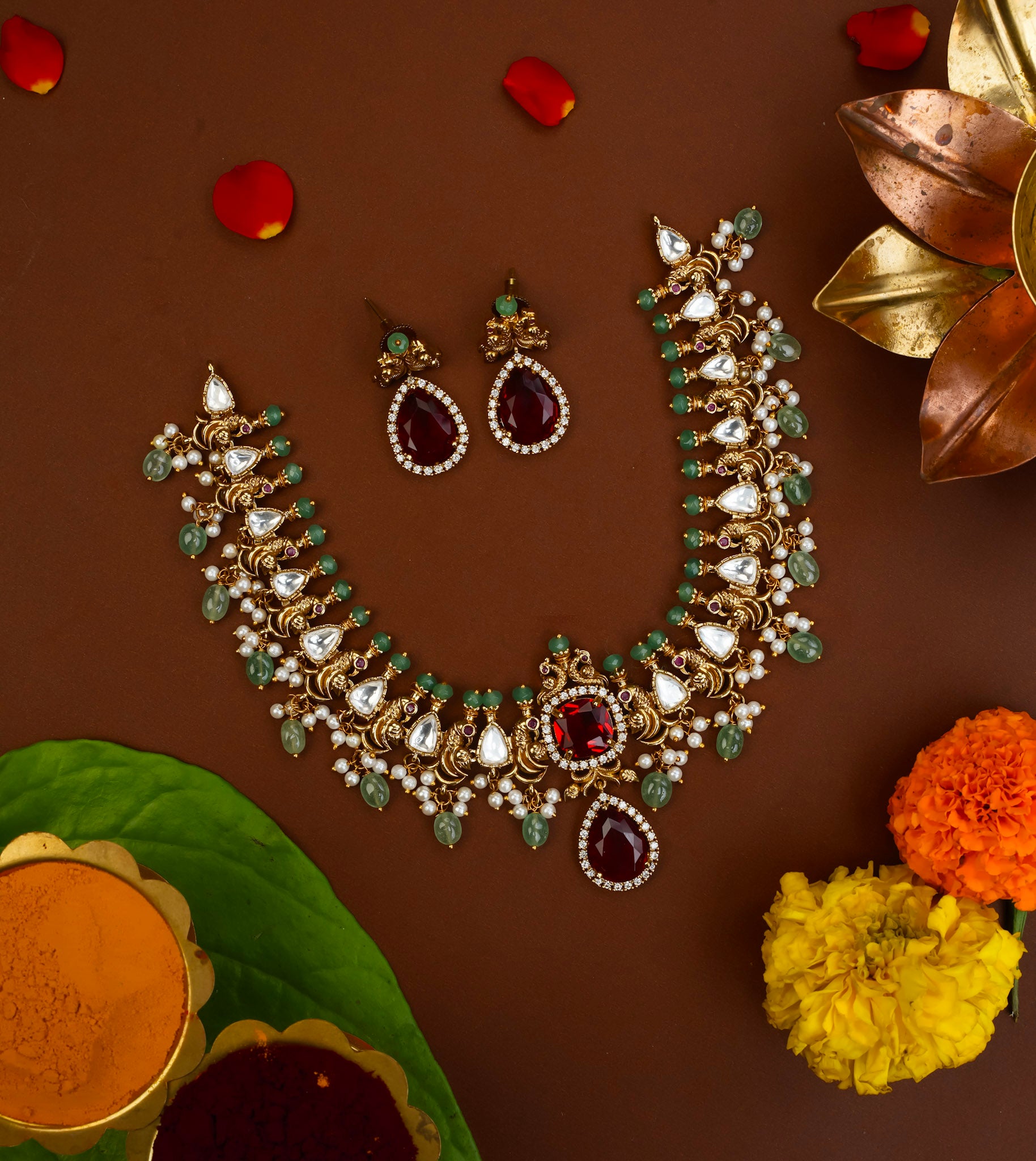 MOISSANITE PEACOCK NECKPIECE