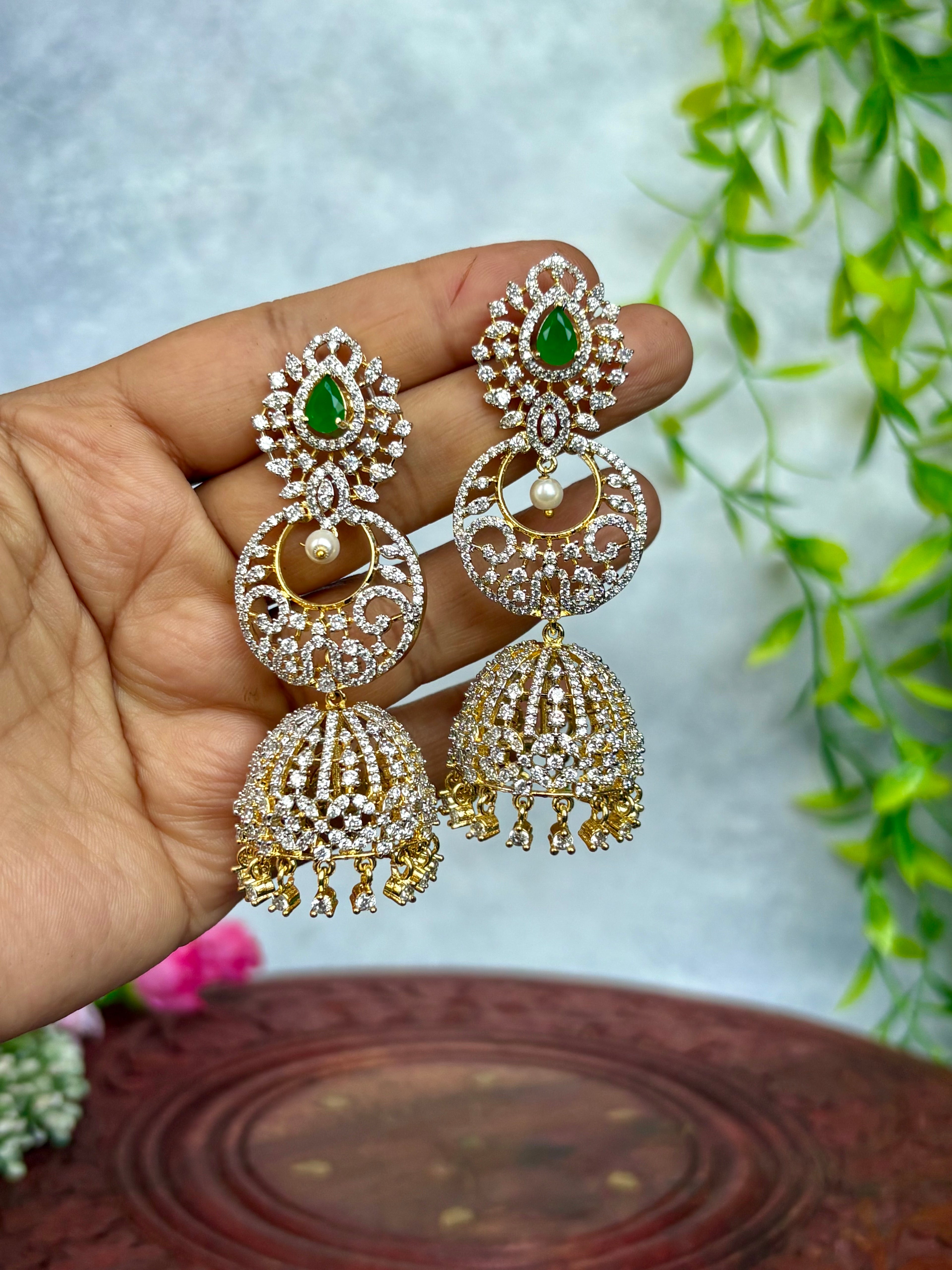 2 in 1 DIAMOND REPLICA JHUMKAS