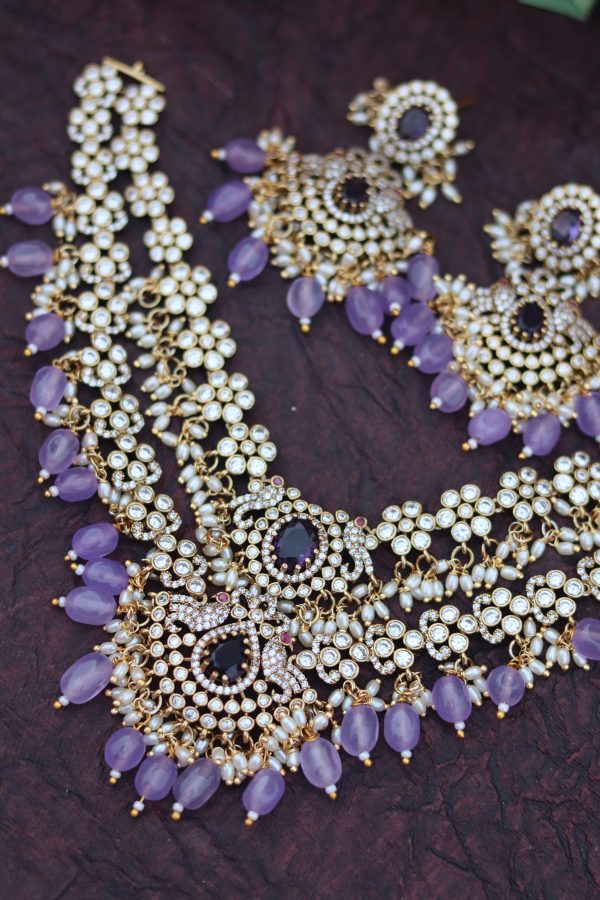 DOUBLE LAYERED STATEMENT NECKSET (PURPLE) - Image 2