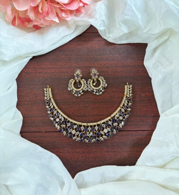 NECKPIECE WITH CHANDBALI EARRINGS (PURPLE)