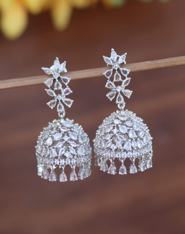 AMERICAN DIAMOND JHUMKAS(WHITE)